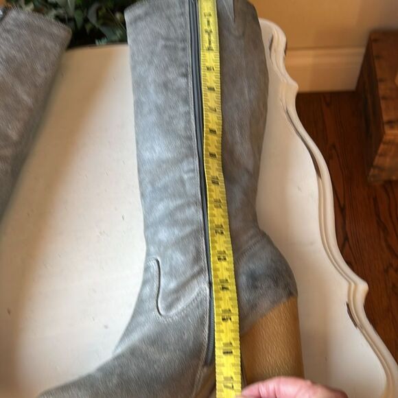 Nordstrom Gray Heeled Knee-High Leather Suede Boots Size 8 M - Picture 8 of 14